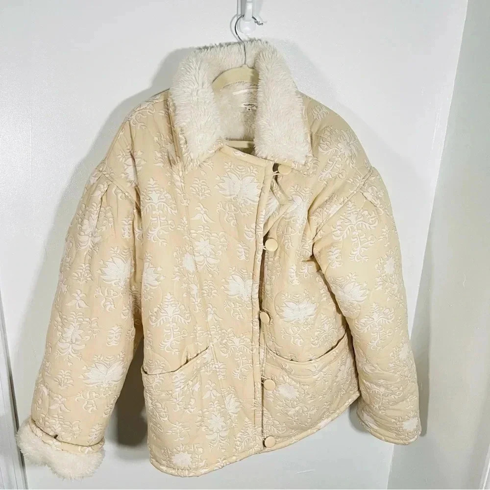 NEW Tularosa Isobel Jacket Beige Ivory Jaipur Sherpa - Picture 8 of 11